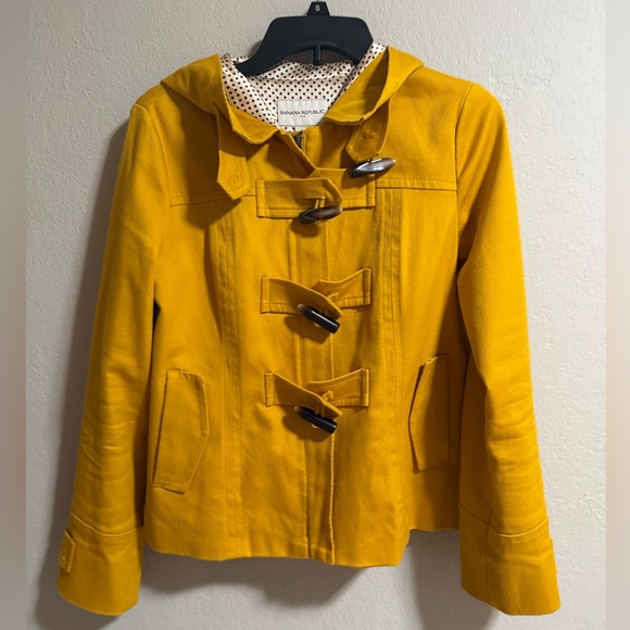 Banana Republic Jackets & Blazers - Banana Republic Yellow Duffle Jacket Hooded Toggle Coat S